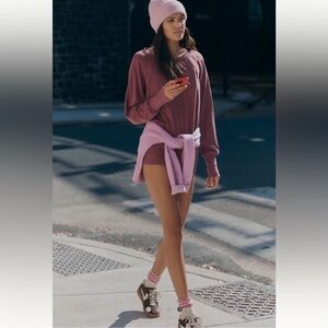 NEW Daily Practice by Anthropologie Crew neck Romper in maroon size XS